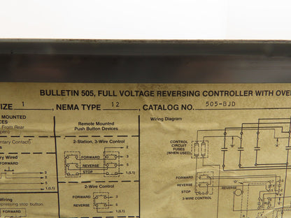 Allen Bradley 505-BJD Motor Starter Control Box 14x12x5" Enclosure Only