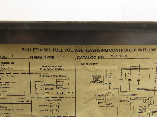 Allen Bradley 505-BJD Motor Starter Control Box 14x12x5" Enclosure Only