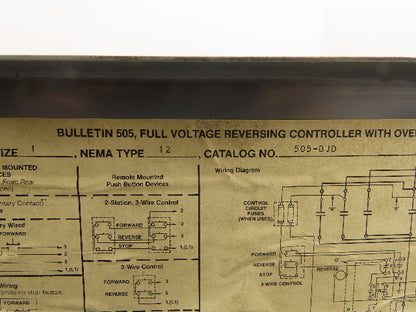 Allen Bradley 505-BJD Motor Starter Control Box 14x12x5" Enclosure Only