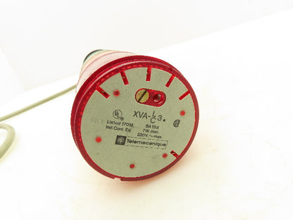Telemecanique XVA-LC3 Stack Light Signal Tower Light Red-Green-Amber w/Base 220V
