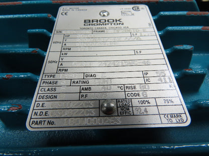 Brook Crompton 180W000263 Electric Motor 30Hp 1760RPM 230/460V 3Ph W-DF286TD-R