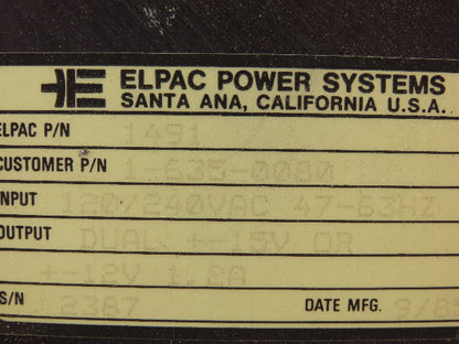Elpac 1-635-0080 Power Supply Assembly 120/240V In 12V Out lot of 2