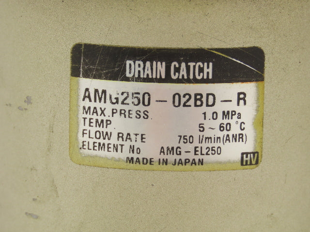 SMC AMG250-02BD-R Water Separator Drain Catch 1/4" NPT 1 MPa 750 l/min