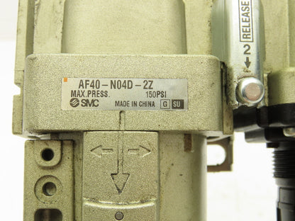 SMC AF40-N04D-2Z Pneumatic Modular Filter Regulator Assembly 1/2" NPT