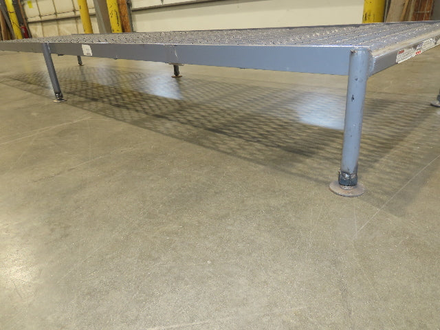 Tri Arc 24"x 97" Serrated Step Steel Safety Work Platform 9"-14" Adj Height Gray