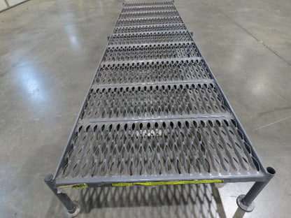 Tri Arc 24"x 97" Serrated Step Steel Safety Work Platform 9"-14" Adj Height Gray