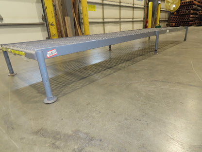 Tri Arc 24"x 97" Serrated Step Steel Safety Work Platform 9"-14" Adj Height Gray