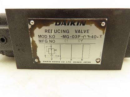 Daikin Kogyo MG-03P-03-40-X Hydraulic Reducing Sandwich Valve