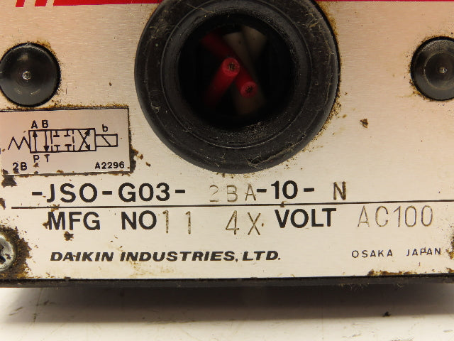 Daikin JSO-G03-2BA-10-N Hydraulic Solenoid Operated Valve 100VAC