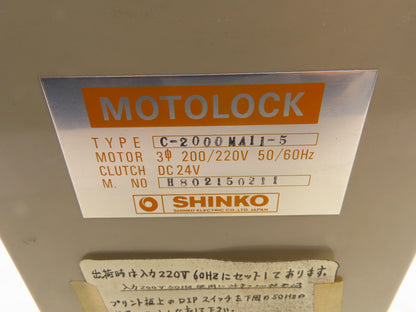 Shinko C-2000MA11-5 Motolock Servo Drive Unit 3PH 24V 200/220V