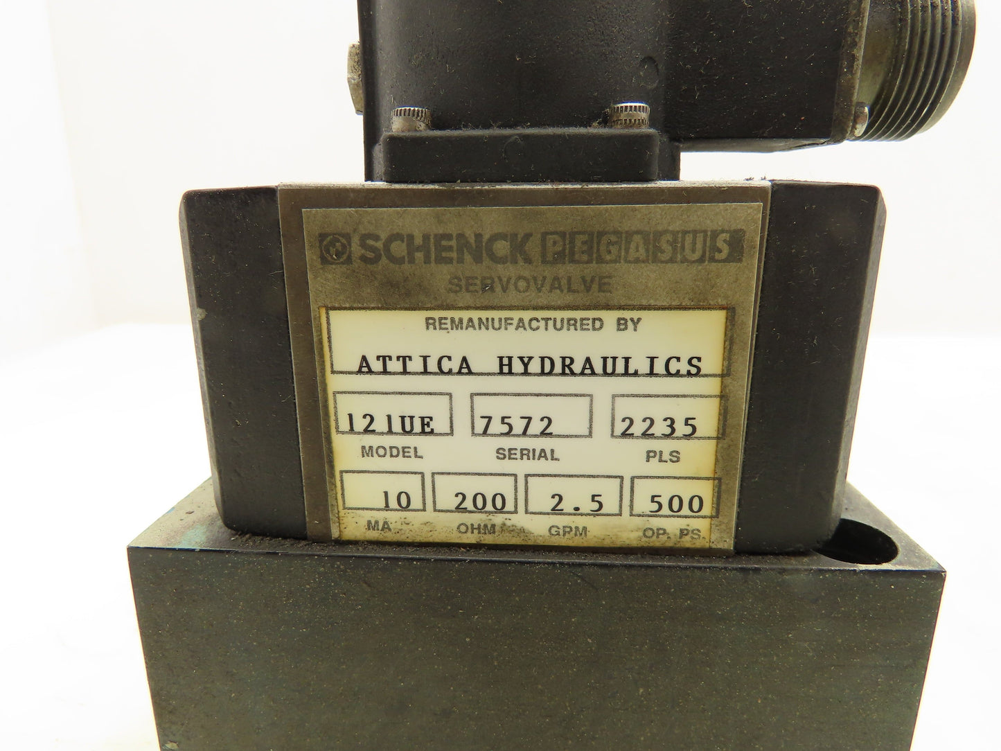 Schenck Pegasus PLS-2235 Hydraulic Servovalve 121UE 2.5 GPM 200 OHM