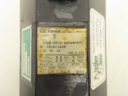 Fanuc A06B-0512-B504 AC Servo Motor 2000 RPM 3PH 110V Pulse Coder A860-0315-T101