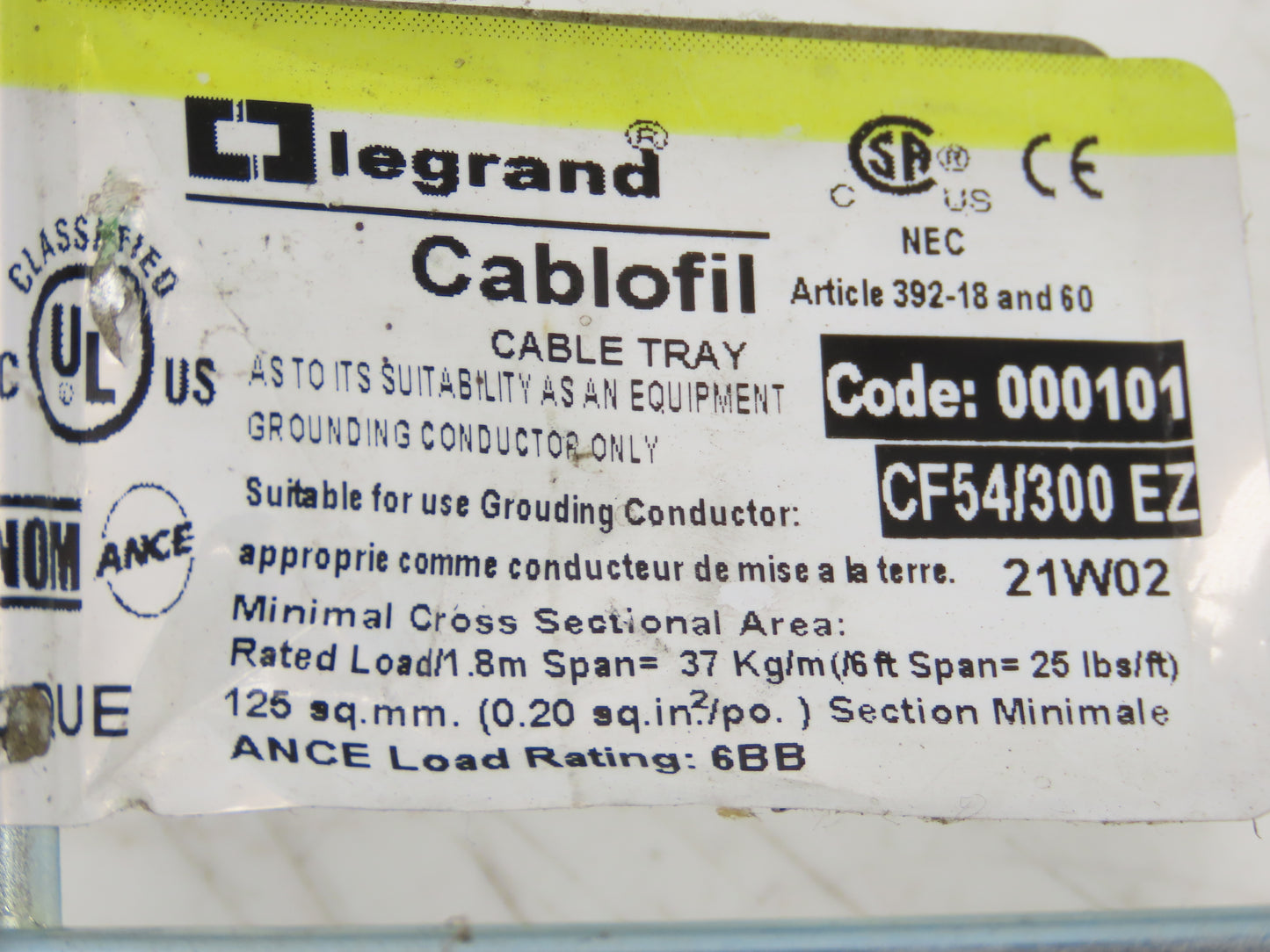 Legrand Cablofil CF54/300 EZ Wire Mesh Cable Tray 12"x2"x 8'L