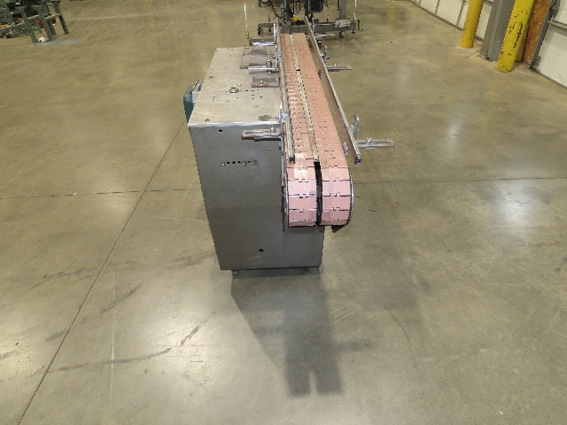 64" Tabletop 3" Double Belt Bottle Conveyor 0-100 FPM Variable Speed Chain Drive