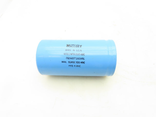 Mallory CGS602T250X5L Aluminum Electrolytic Capacitor 250VDC 6000 MFD