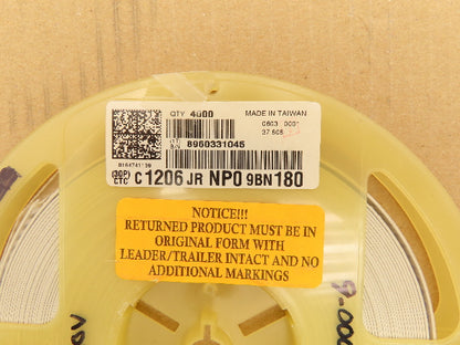 Yageo CC1206JRNPO9BN180 Ceramic Capacitor 18PF 50V Reel Lot of 3000