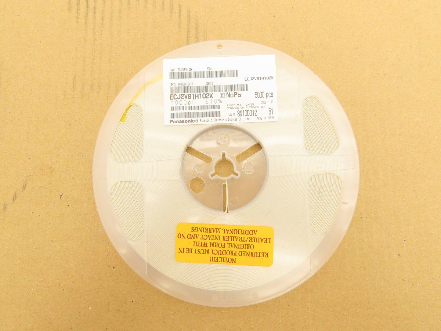 Panasonic ECJ2VB1H102K Fixed Multilayer Ceramic Capacitor 1000pF Lot of 5000