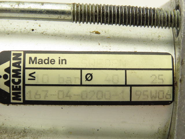 Mecman 167-04-0200-1 Pneumatic Air Cylinder 40mm Bore 25mm Stroke Swivel Eye