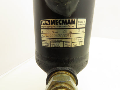 Mecman Hydraulic Round Body Cylinder 63mm Bore 20mm Stroke 2300 PSI Swivel Eye