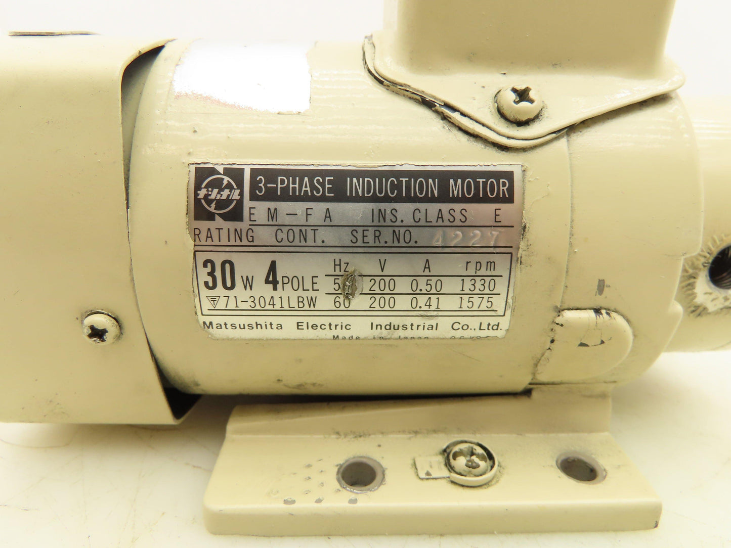 Matsushita EM-FA Induction Motor 3PH 1575 RPM 200V 30W 4 Pole