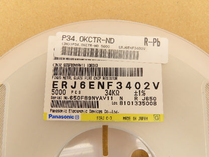 Panasonic ERJ6ENF3402V Fixed Metal Glaze Flat Chip Resistor 34K ± 1% 5000 Pcs