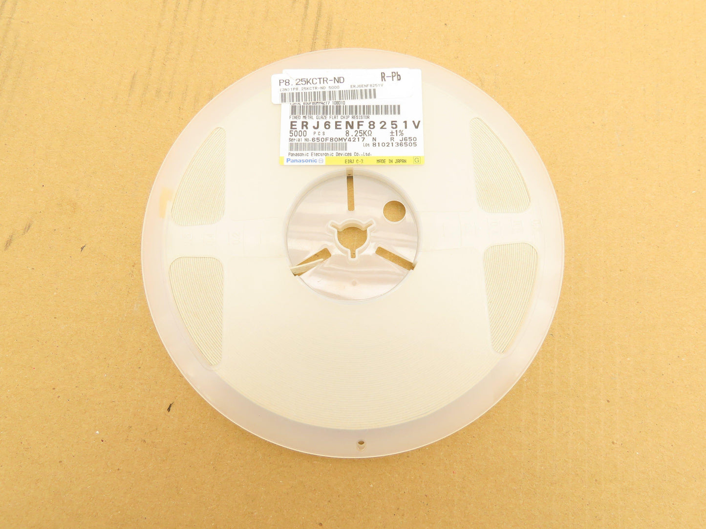 Panasonic ERJ6ENF8251V Fixed Metal Glaze Flat Chip Resistor 8.25K ±1% 5000 Pcs