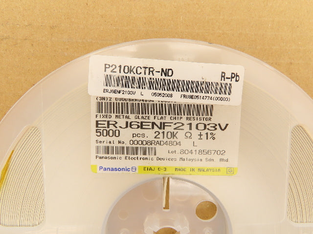 Panasonic ERJ6ENF2103V Fixed Metal Glaze Flat Chip Resistor 210K ±1% 5000 Pcs