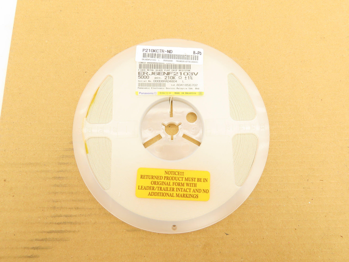 Panasonic ERJ6ENF2103V Fixed Metal Glaze Flat Chip Resistor 210K ±1% 5000 Pcs
