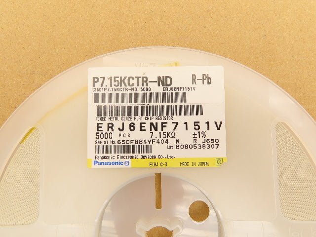 Panasonic ERJ6ENF7151V Fixed Metal Glaze Flat Chip Resistor 7.15K ± 1% 5000 Pcs
