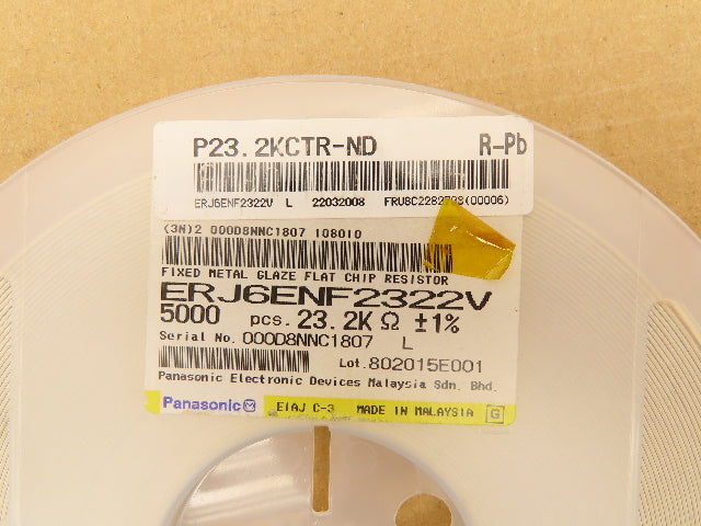 Panasonic ERJ6ENF2322V Fixed Metal Glaze Flat Chip Resistor 23.2K ± 1% 5000 Pcs