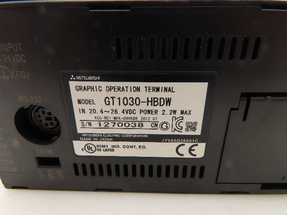 Mitsubishi Electric GT1030-HBDW GOT1000 HMI Graphic Operator Control Terminal