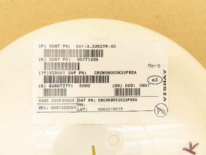 Vishay CRCW08053K32FKEA Chip Resistor Tape And Reel 3.32 kOhms ± 1%  5000 Pcs