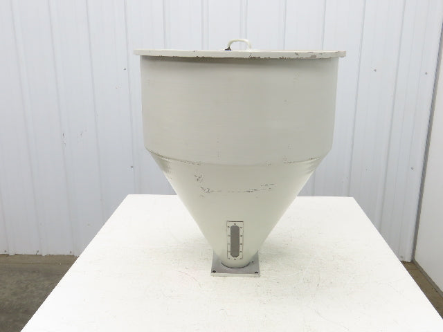Steel Hopper Bin 3.2 Cu-Ft Low Level Site Window Lid 23"W x 27" T 3" Outlet