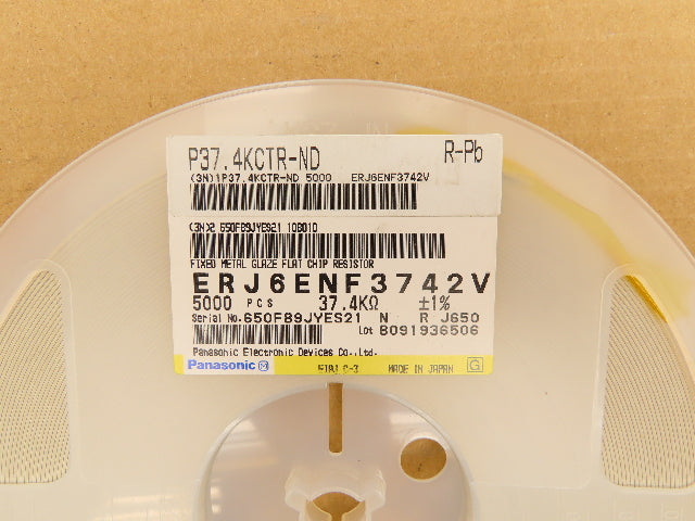 Panasonic ERJ-6ENF3742V Chip Resistor Tape And Reel 37.4 kOhms ± 1% 5000 Pcs
