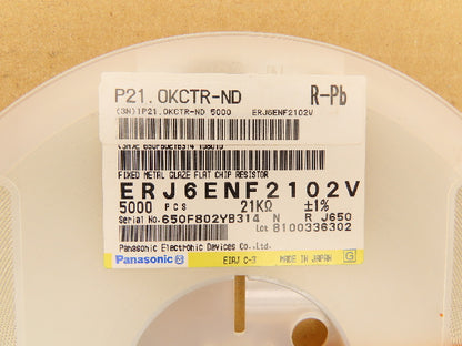 Panasonic ERJ6ENF2102V Chip Resistor Tape And Reel 21 kOhms ± 1% 1/8W 5000 Pcs