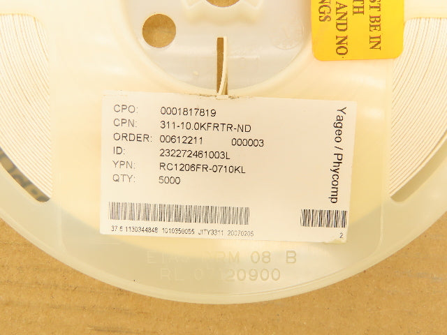 Yageo RC1206FR-0710KL Chip Resistor Tape And Reel 10 kOhms ± 1% 1/4W 5000 Pcs