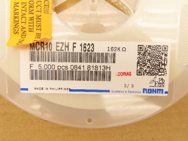 Rohm MCR10EZHF1623 Chip Resistor Tape And Reel 162 kOhms ± 1% 1/8W 5000 Pcs
