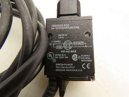 Allen Bradley 7600005-802 Retroreflective Photoeye Sensor 5M