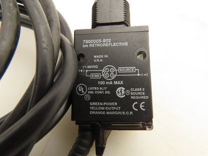 Allen Bradley 7600005-802 Retroreflective Photoeye Sensor 5M