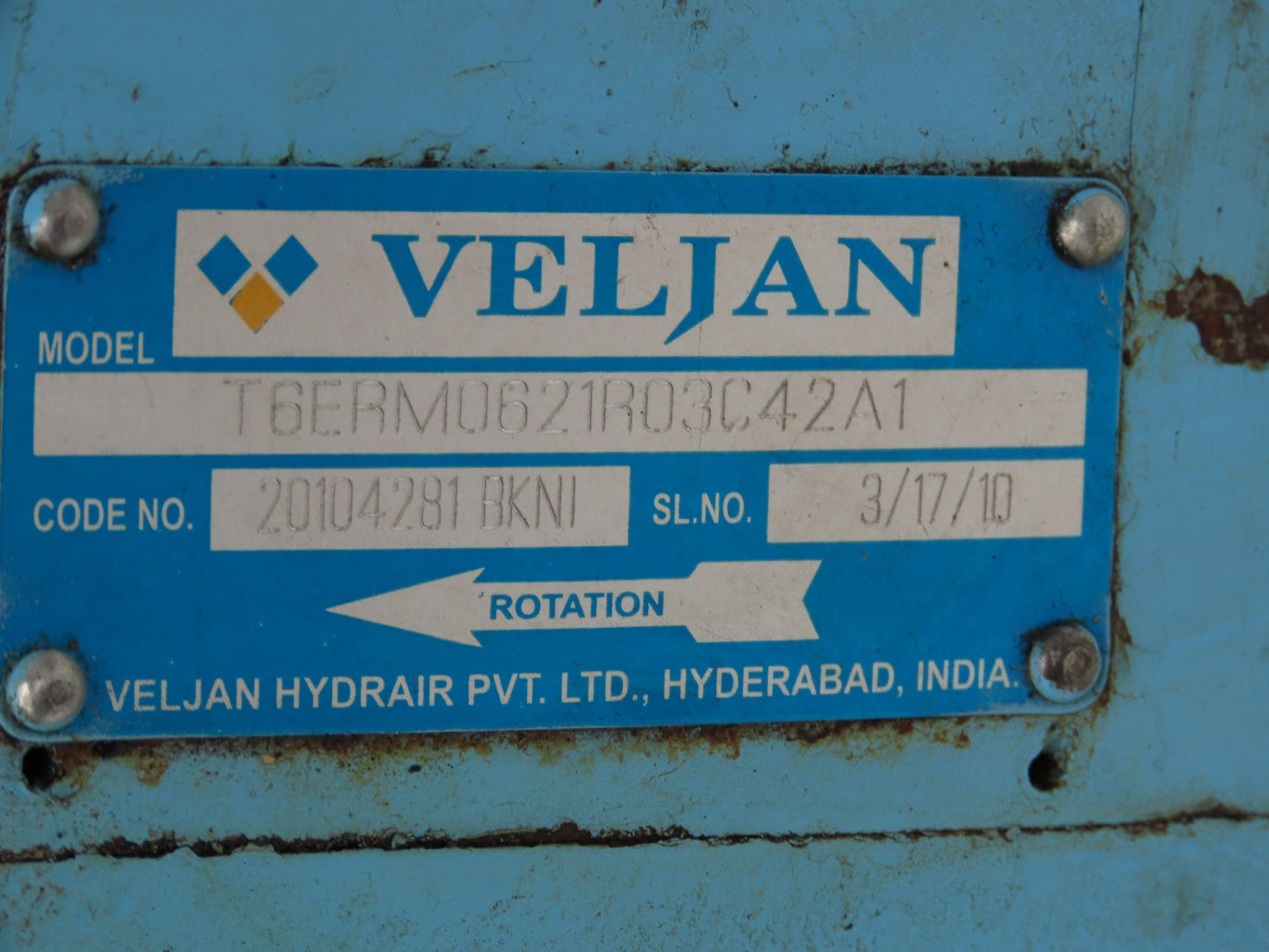 Veljan T6ERM0621R03C42A1 Drive Train Single Vane Hydraulic Pump 75 GPM 3500 PSI