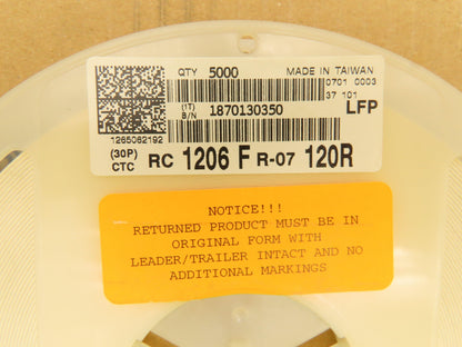 Yageo RC1206FR-07120RL Chip Resistor Tape And Reel 120 Ohms ± 1% 5000 Pcs