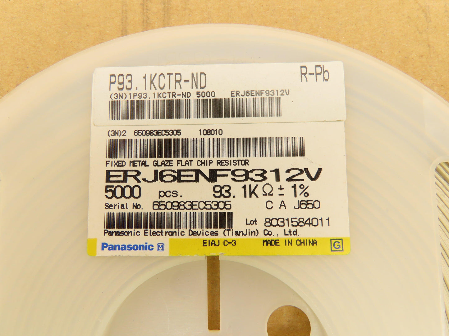 Panasonic ERJ6ENF9312V Chip Resistor Tape And Reel 93.1 kOhms ± 1% 5000 Pcs