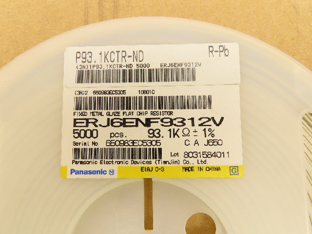 Panasonic ERJ6ENF9312V Chip Resistor Tape And Reel 93.1 kOhms ± 1% 5000 Pcs