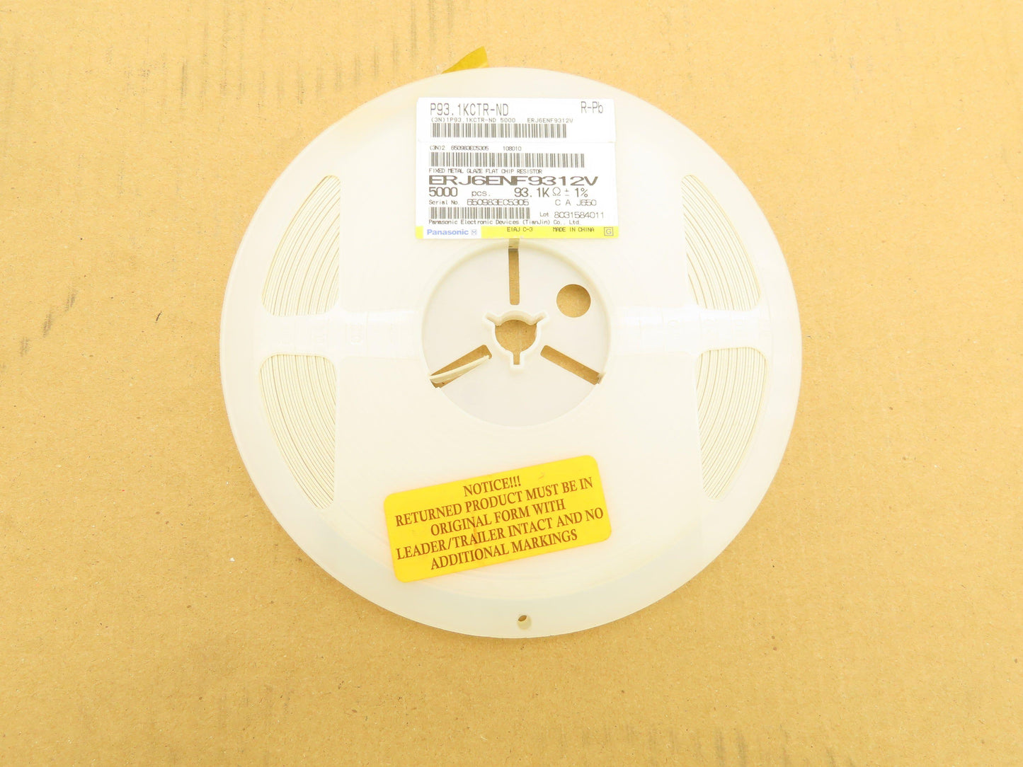 Panasonic ERJ6ENF9312V Chip Resistor Tape And Reel 93.1 kOhms ± 1% 5000 Pcs