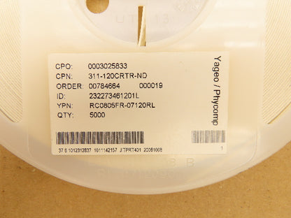 Yageo RC0805FR-07120RL Chip Resistor Tape And Reel 120 Ohms ± 1% 5000 Pieces