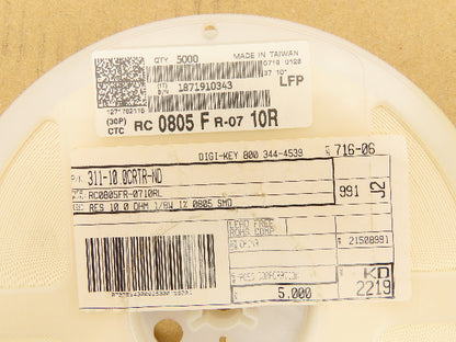 Yageo RC0805FR-0710RL Chip Resistor Tape And Reel 10 Ohms ± 1% 5000 Pieces
