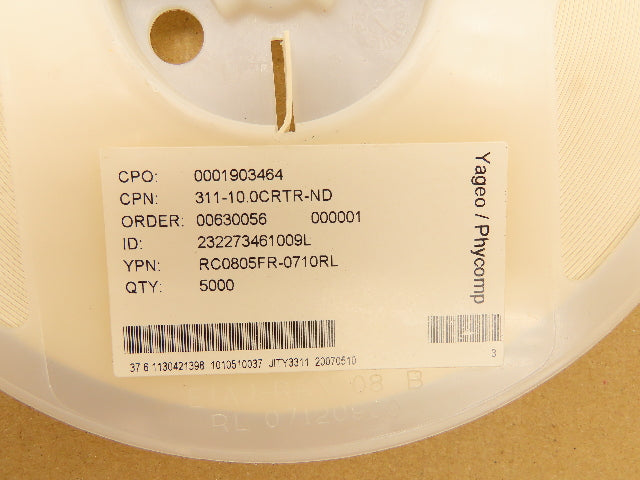 Yageo RC0805FR-0710RL Chip Resistor Tape And Reel 10 Ohms ± 1% 5000 Pieces