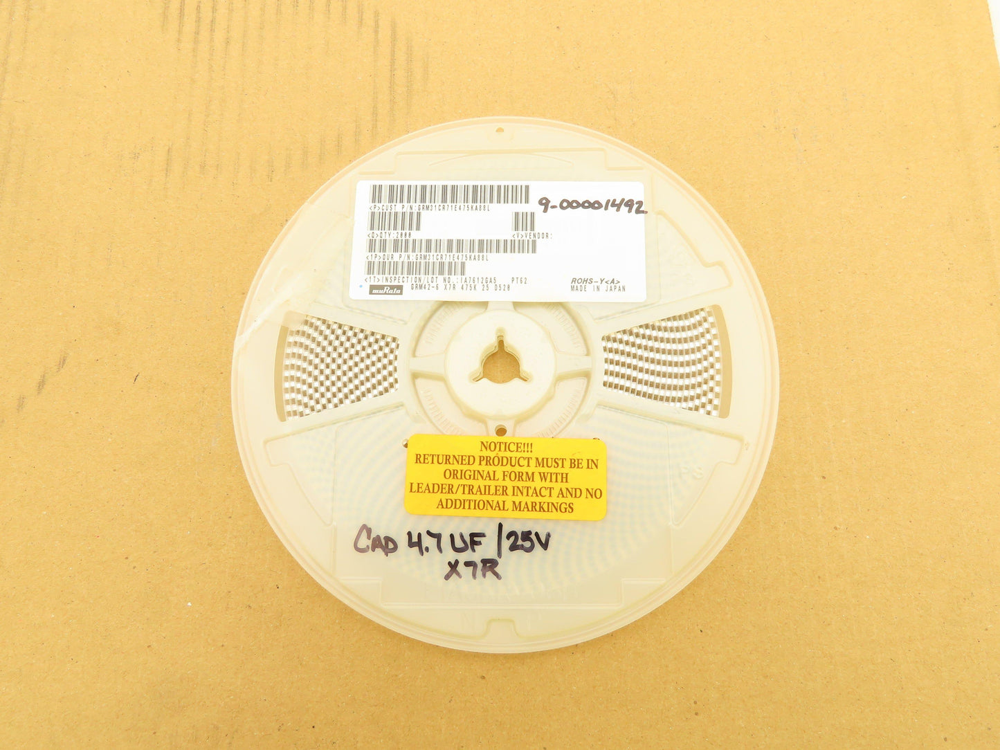 Murata GRM31CR71E475KA88L Ceramic Capacitors Tape And Reel 4.7 µF ± 10% 2000 Pcs