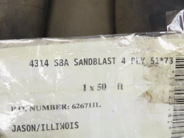Jason Industrial 4314  2"x 50' Sandblast Hose SBR 4-Ply Black Rubber 150psi