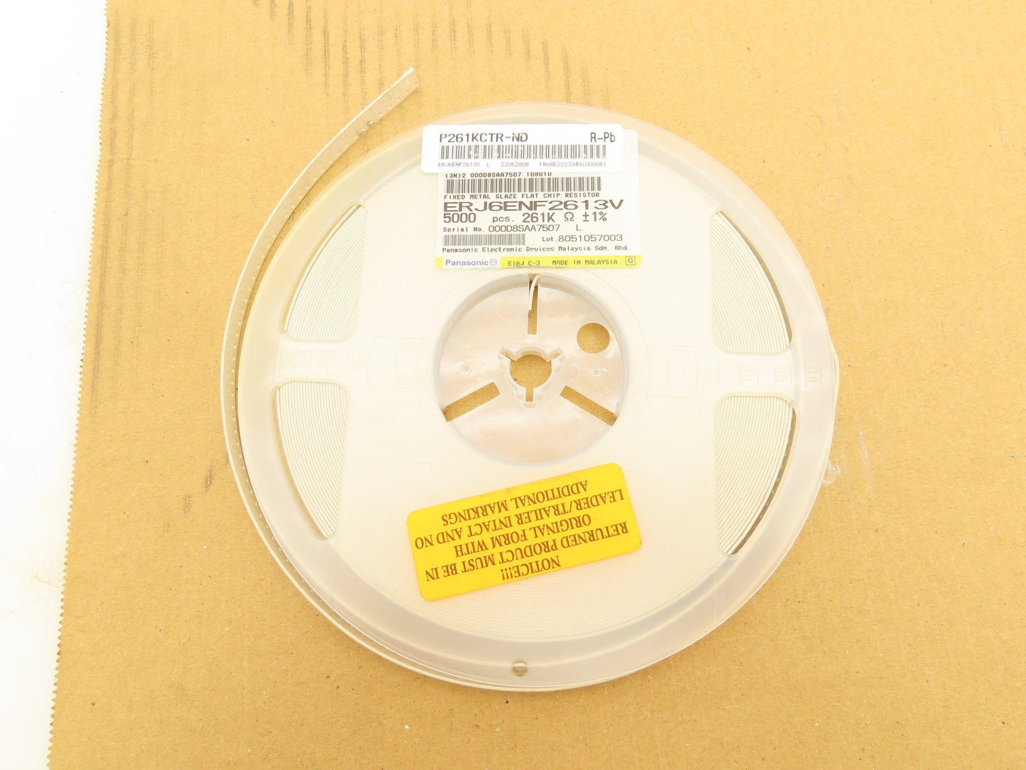Panasonic ERJ6ENF2613V Chip Resistor Tape And Reel 261 kOhms ± 1% 5000 Pcs
